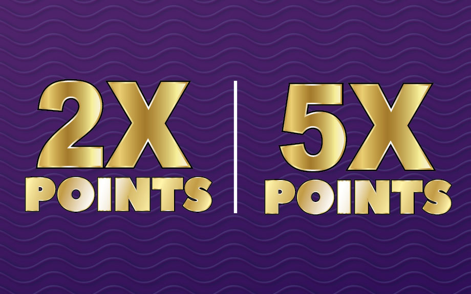 2X & 5X Points Promotion at Riverwalk Casino in Vicksburg, MS.